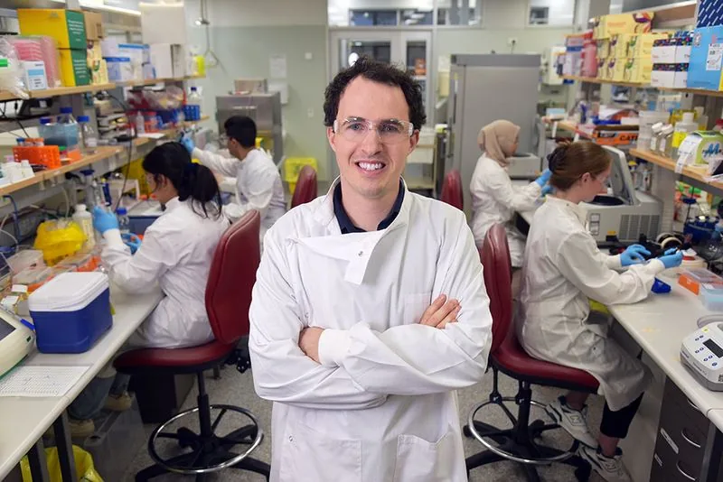 Seth Cheetham in the lab